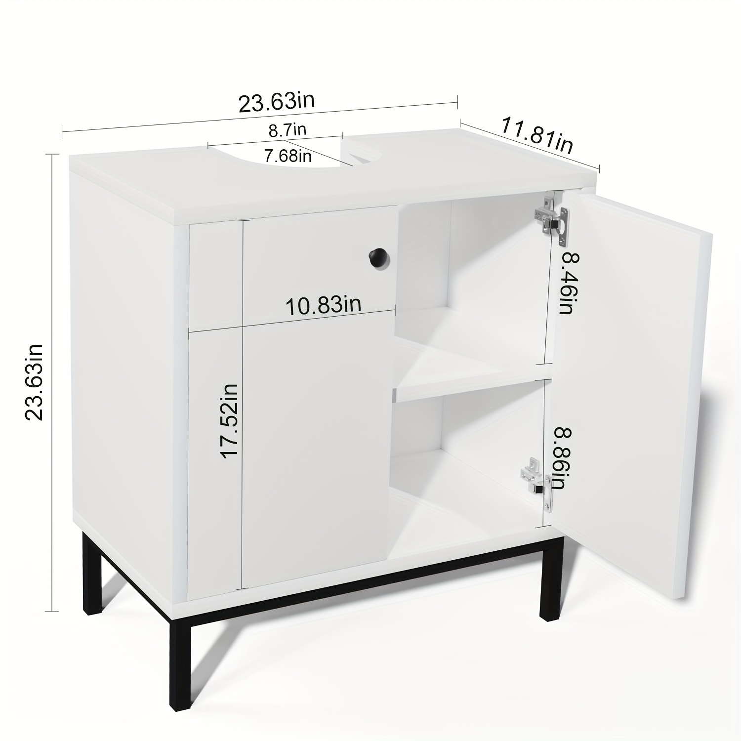 TEMU Modern Wooden Bathroom Cabinet Under Sink With 2 Ventilated Doors 60x30x60cm White - Stylish And Functional For Home Use.
