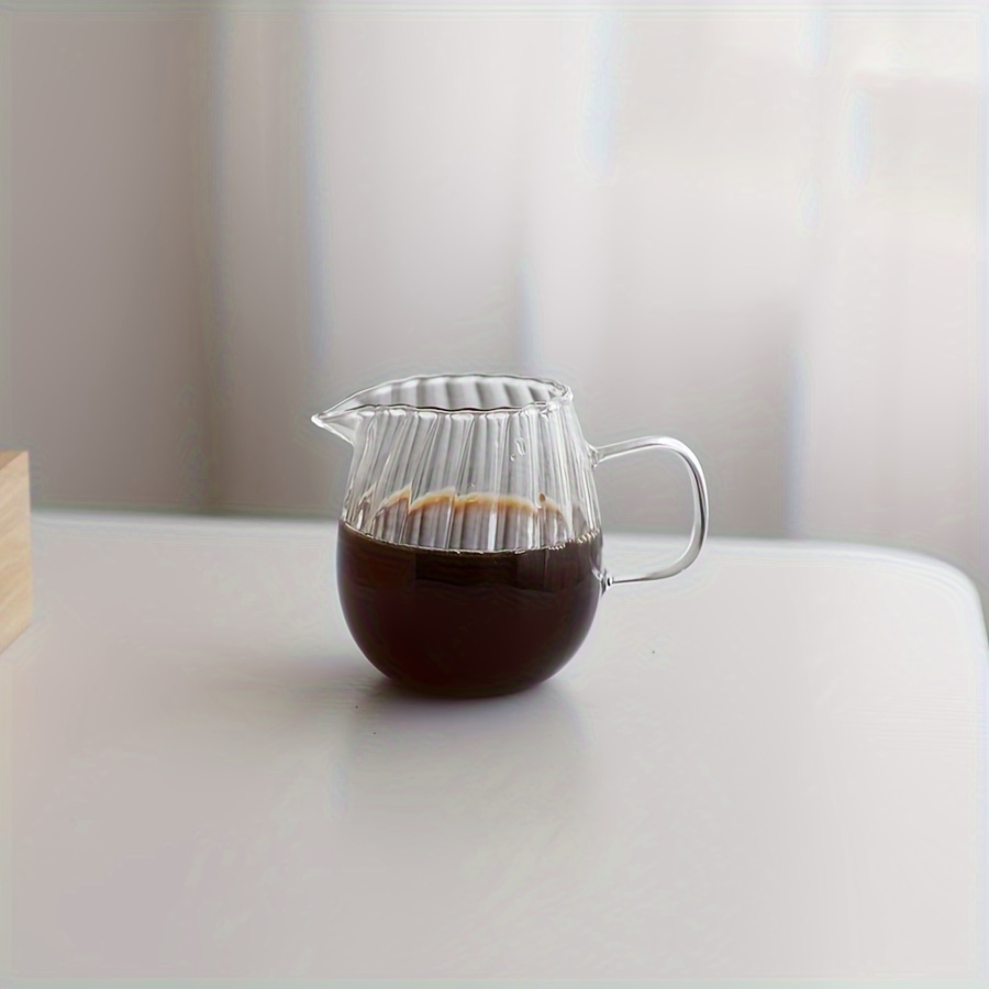 Image of 1pc Glass Coffee Cup, European-style Milk Cup, High Borosilicate Heat- Transparent Glass, Striped , In 170ml And 250ml Sizes