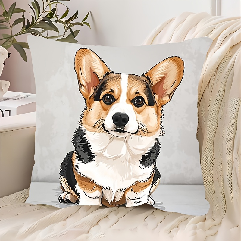 

1pc Dog , 18x18 , , , , Zippered Polyester Decorative For , Sofa, , Car - Excludes