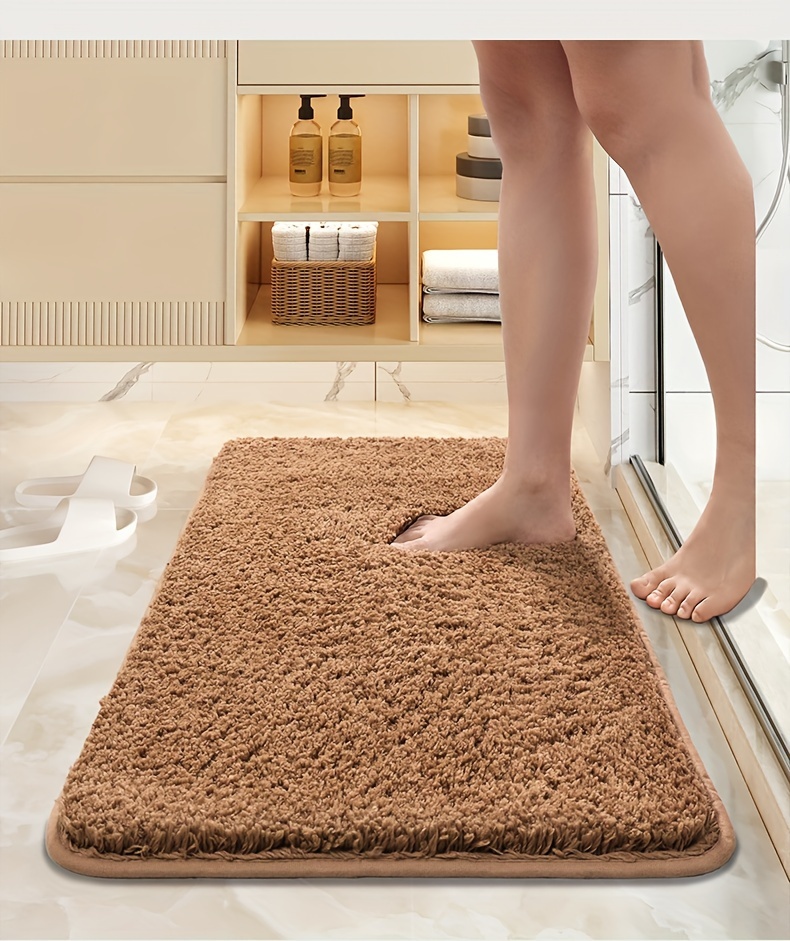 solid color short plush beige gray   brown bathroom mat 1pc   brand high quality thick ultra soft bathtub carpet plush absorbent non slip bathroom mat fade resistant comfortable carpet Product details 9