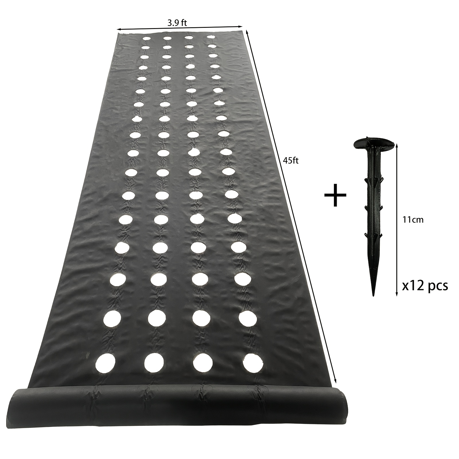 1.2m X 10m Perforated Weed Barrier Fabric, Featuring 4 Holes Per Row (8cm Diameter), Made Of Breathable And Permeable Non-woven Material - Ideal For Short- Crops Like Strawberries, Tomatoes