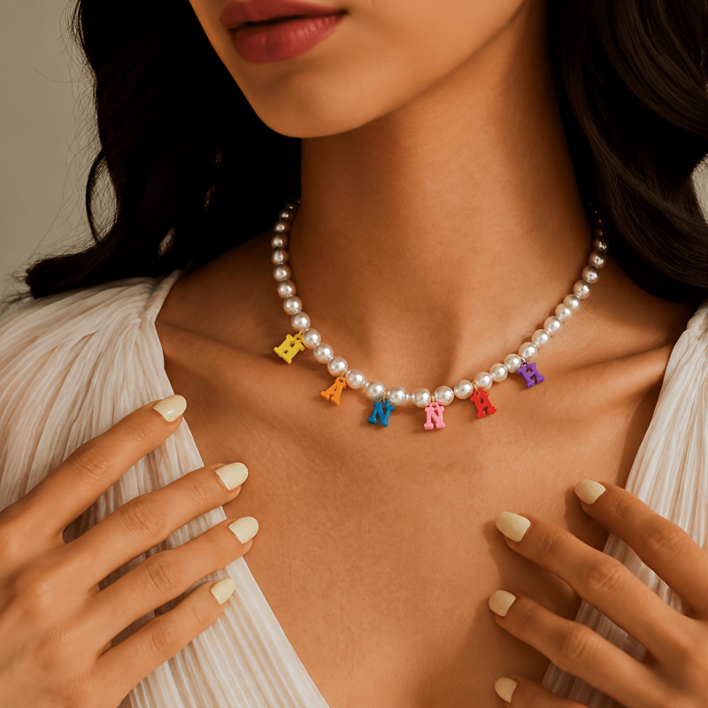 Personalized DIY Letter Necklace with Colorful Dopamine Beads