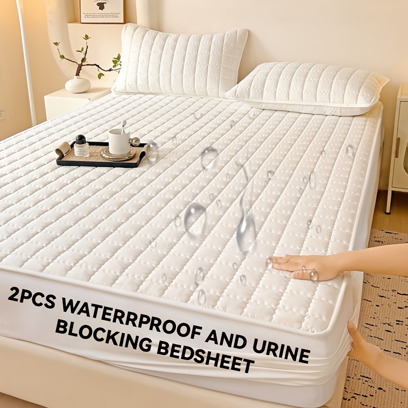 TEMU 2pcs Waterproof Mattress Protector, Soft And Comfortable Bed Sheets With Deep Pockets For . Suitable For Bedrooms, Hotels, Dormitories, And .