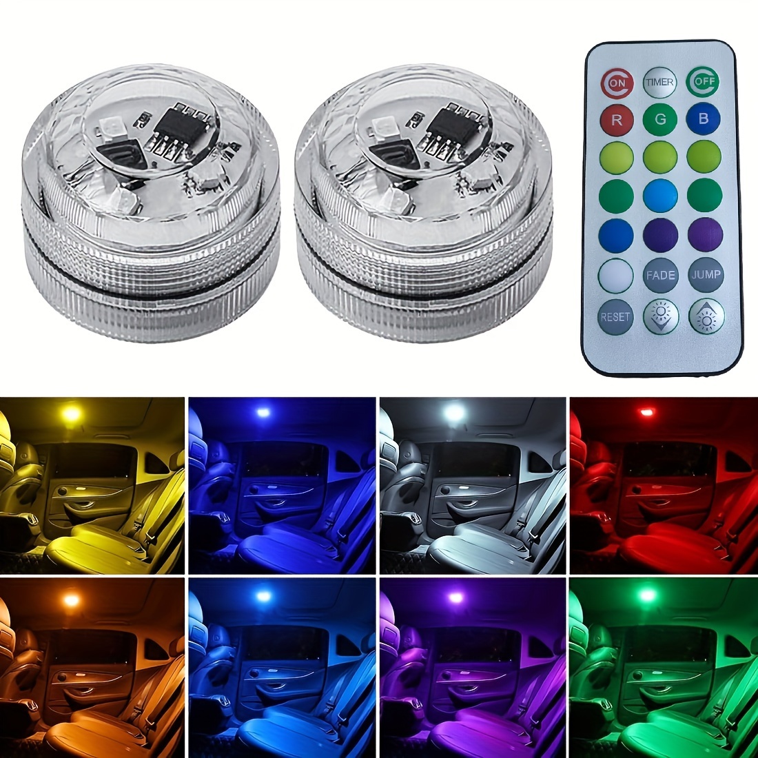 

Wireless Adhesive Led Car Interior Ambient Light Remote Control Decoration Auto Roof Wireless Car Light Interior Foot Remote Led For Halloween, Christmas Decor (battery Not Included) Easter Gift