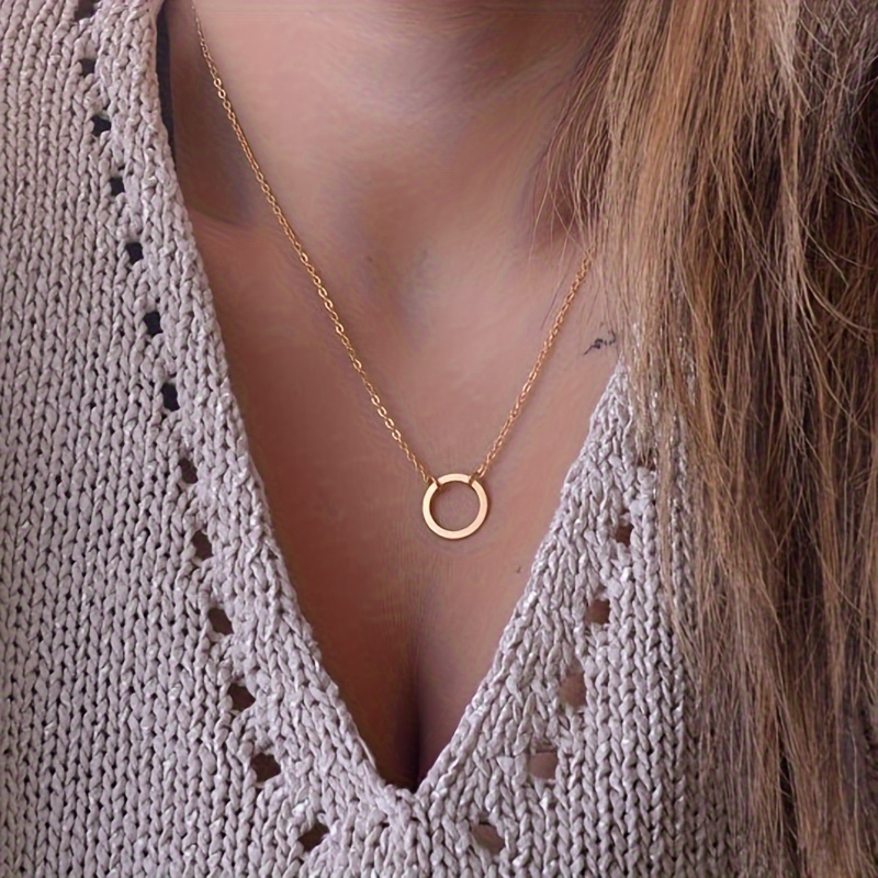 Ethnic Style Women's Necklace — Alloy Ring Design with Bar Pendant
