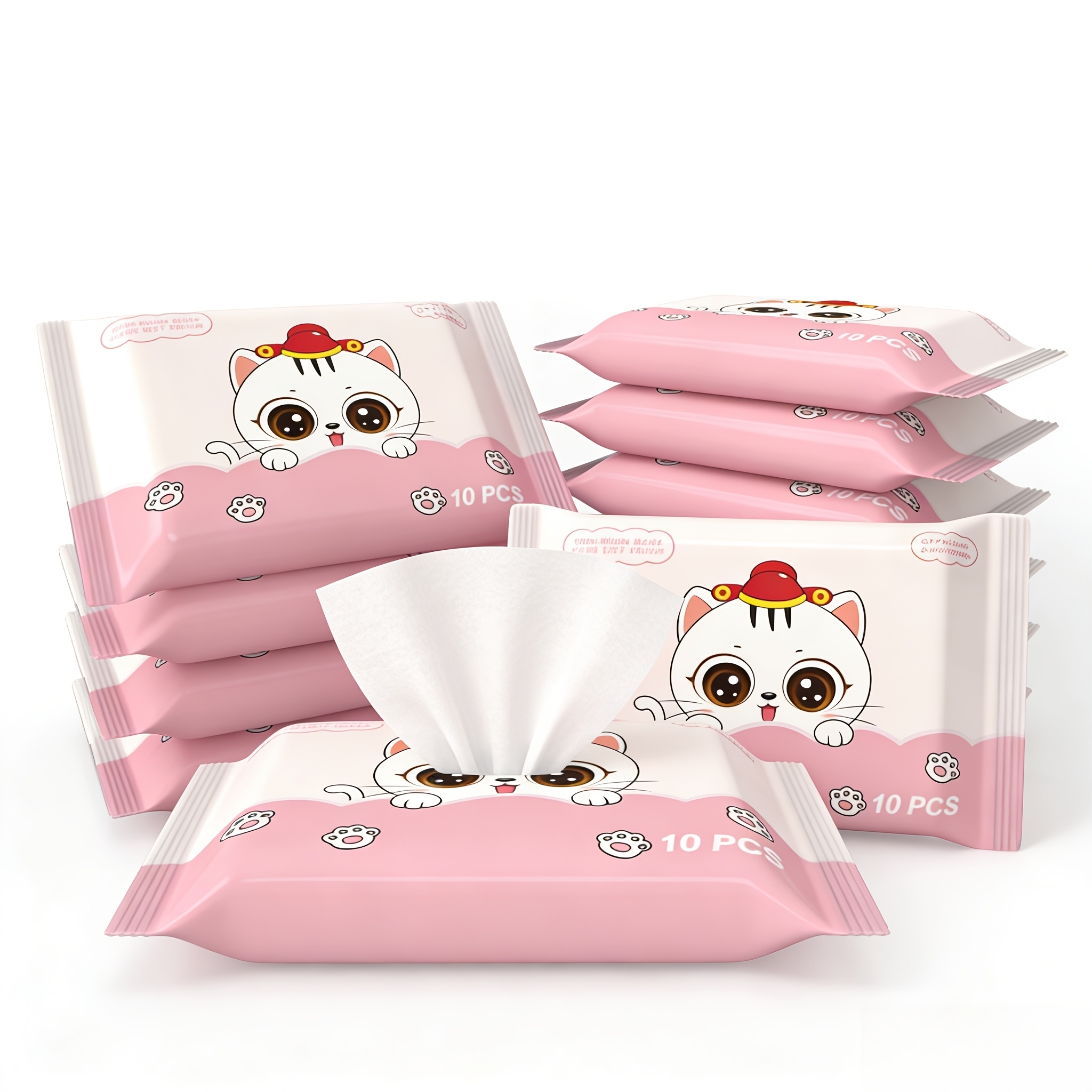 TEMU 60 Mini Portable Wet Wipes In 10pcs Per Pack, Total, Strong Single-sheet Quick-drying Cleaning Cloth, Suitable For Travel, Outdoor Picnics,