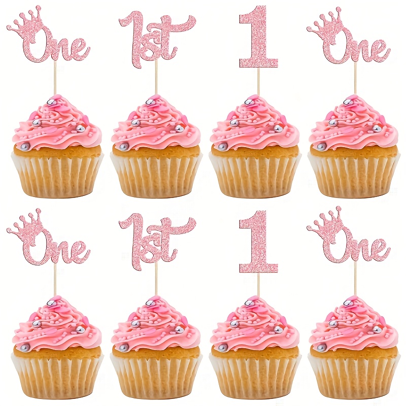 Image of 24pcs 1 Cupcake Toppers Glitter 1st Birthday Cupcake Pick Decorations For Baby Shower First Birthday Party Cake Decorations Supplies，halloween，christmas
