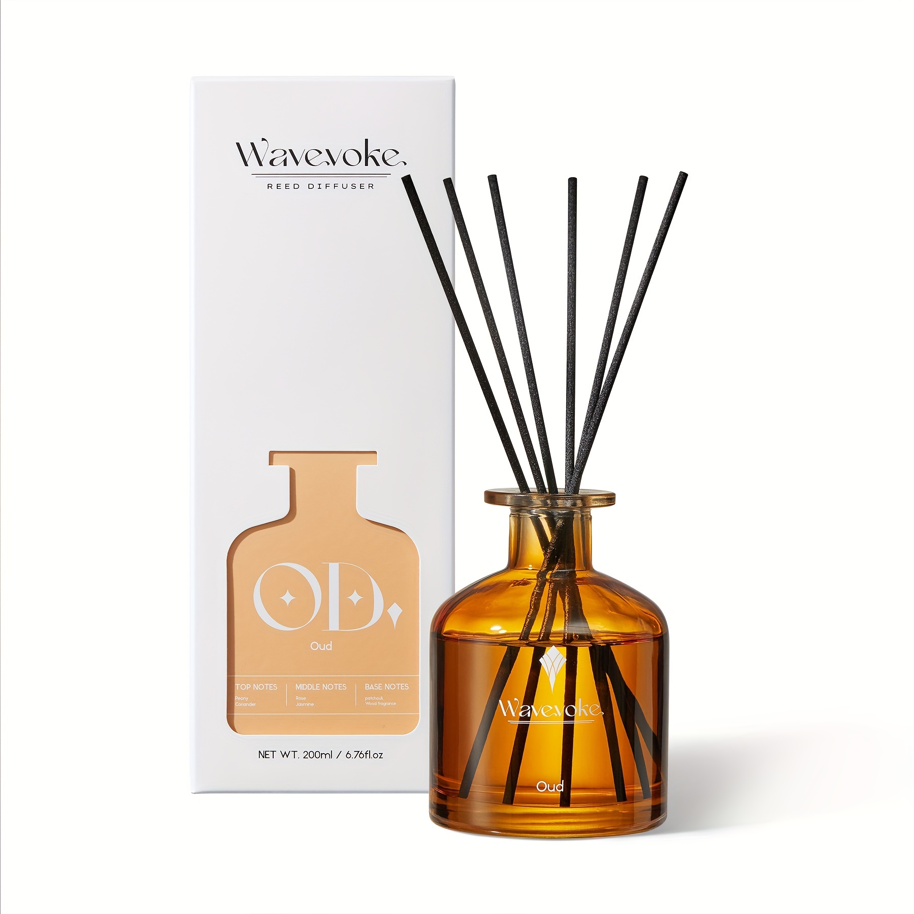 

Wavevoke-wood Fragrance Reed Diffuser Set 6.7 Oz - Oil Diffuser Sticks Ensure 90 Days Of Scent For Serene Bedroom Atmosphere