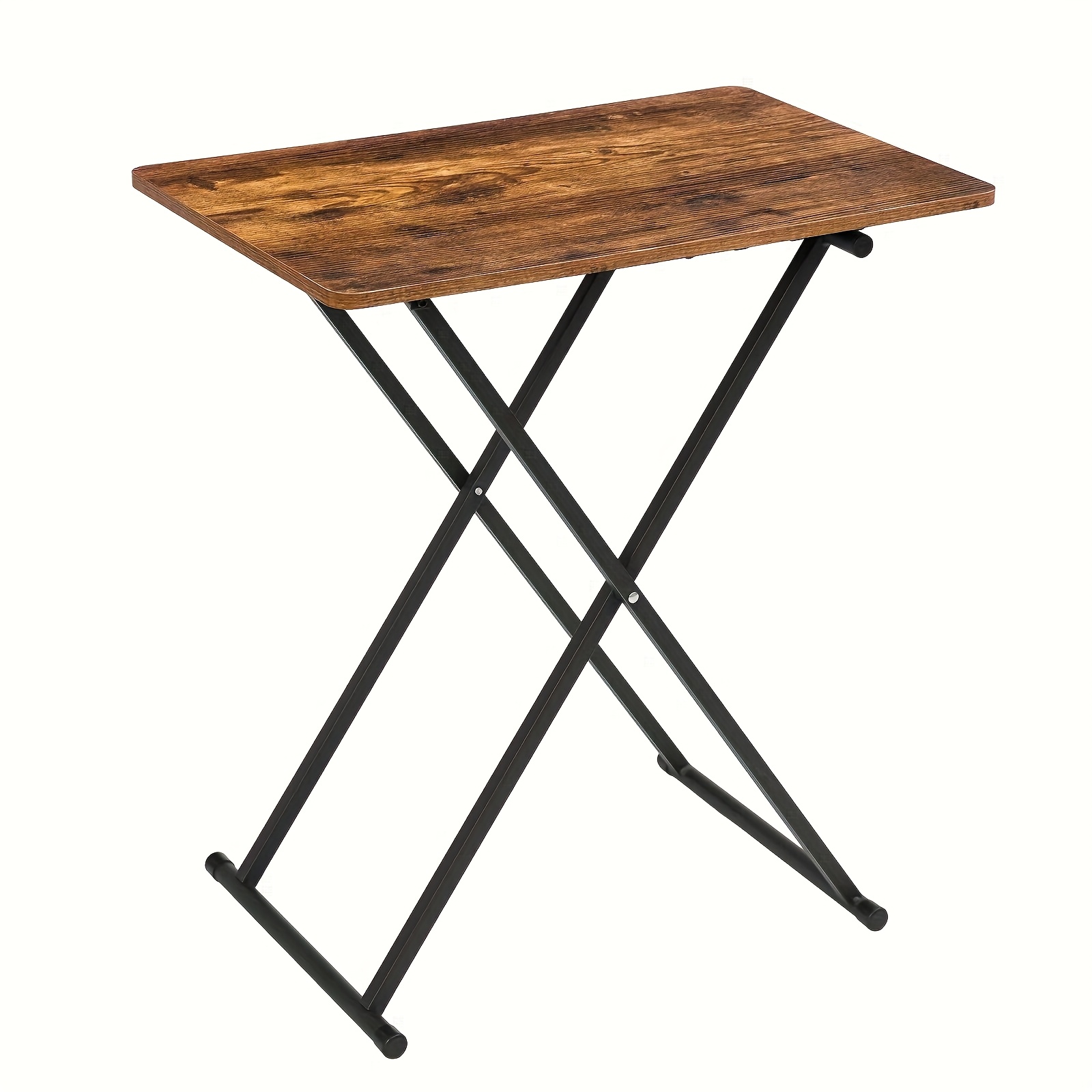Compact Industrial-style Table With A Foldable Design, Adjustable Height, Measuring 60 X 40 X 60 Cm, In Dark Brown, Suitable For Use As A Tv Tray Or Snack Table