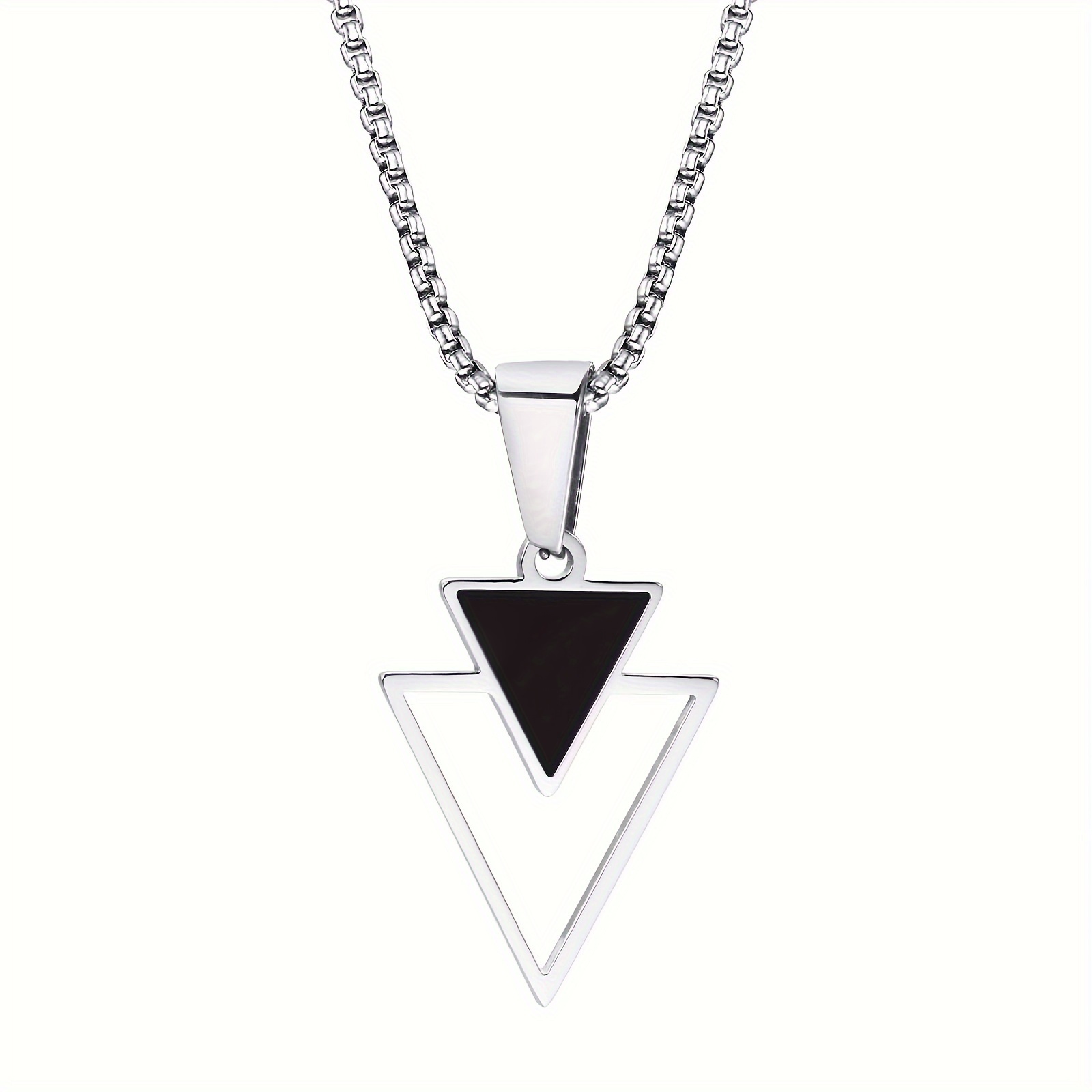 Image of Men's 304 Stainless Steel Double Pendant Necklace - Minimalist Modern Suitable For Daily Wear, Base Plate (no Plating) Jewelry Gift, Versatile For Casual & Formal Outfits, Affordable For