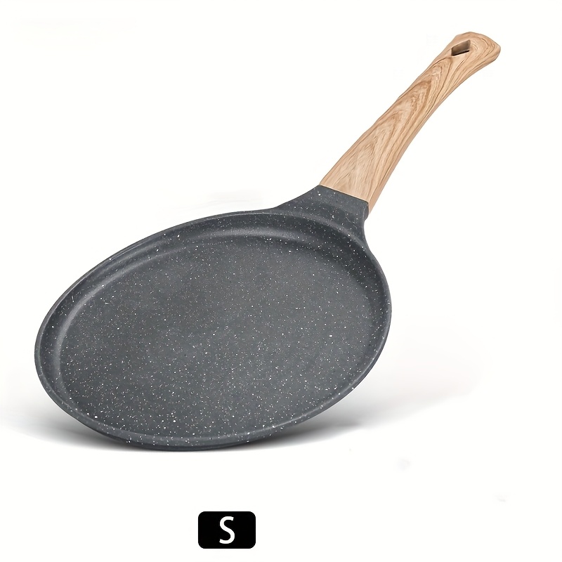 Image of 1pc Flat-bottom Frying Pan, Crepe Pan, With A Comfortable Handle - Suitable For Induction Cooktops, For Home Kitchens And Outdoor Camping, Ptfe And -free, Black