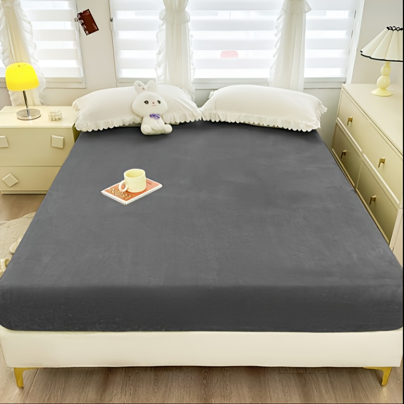E-shop 1 Stück Spannbettlaken Milch Samt Spannbettlaken Flanell Matratzenschoner, Einfarbiges Spannbettlaken Bettlaken, Winter Einfarbiges Warmes Samt