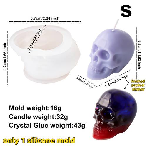1 3 pack white skull candle molds skull resin mold art craft for holiday decoration diy halloween skeleton skull silicone molds