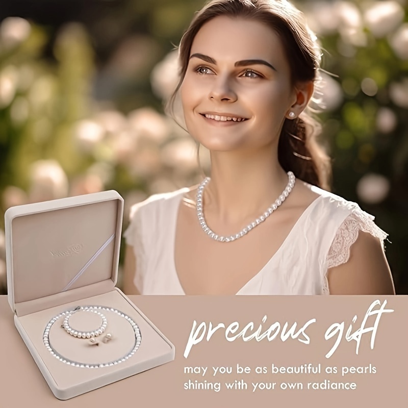   atmosphere elegant light   8mm fresh   three piece set locking earpins are 925 silver hypoallergenic banquet party or daily     festivals anniversaries birthdays to elders friends lovers gifts gift box Product details 5