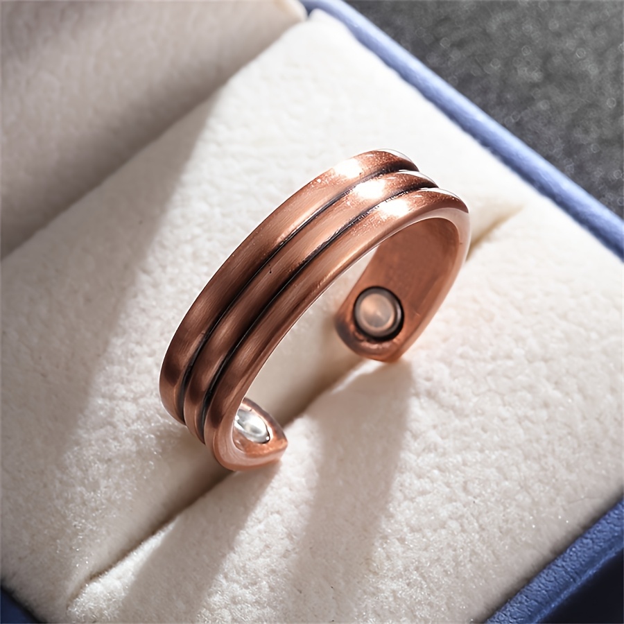 A Ethnic Style Bohemian Geometric Texture Open Copper Ring, Simple Ring Accessories For Men And Women