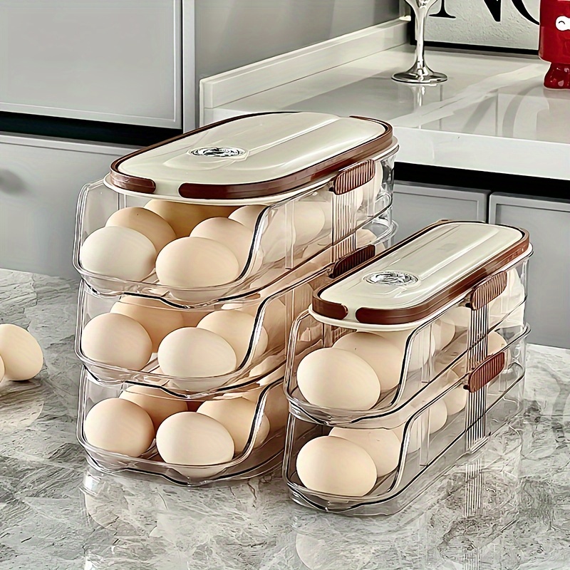 refrigerator egg roll storage box large capacity egg preservation box refrigerator specific storage box egg rack storage box pet pp material Product details 1