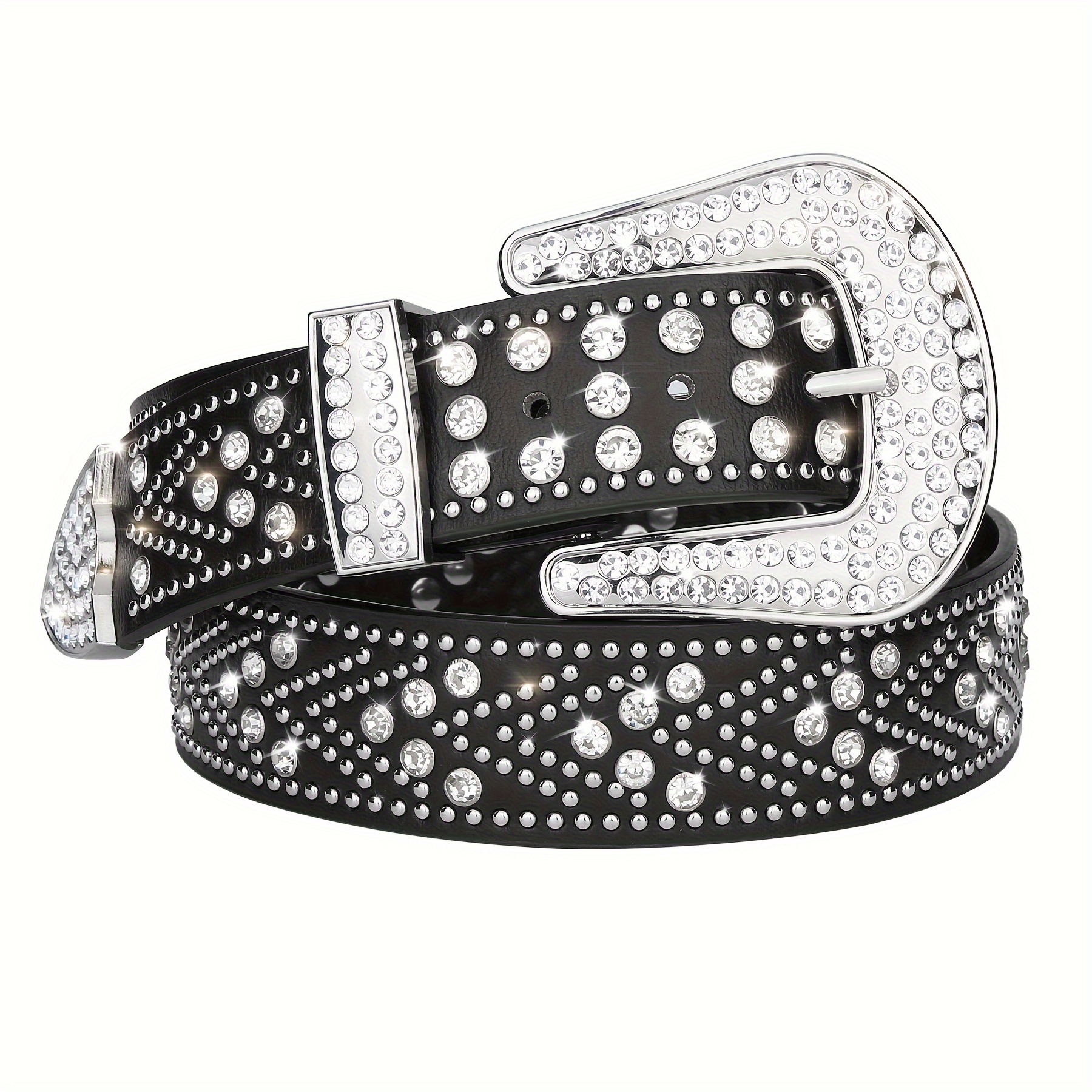 00s 5351 studded black leather belt Y2K Wholesale Fashion Western