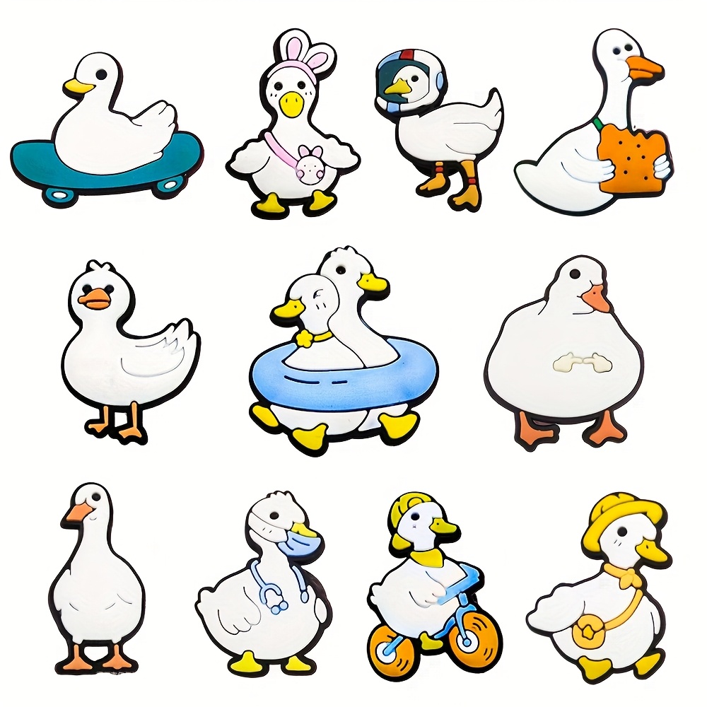 

11pcs Cute Cartoon Duck Rubber Shoe Charms, Assorted Designs For Sandals, Ideal For Party Favors, Birthday, Christmas, New Year Gifts