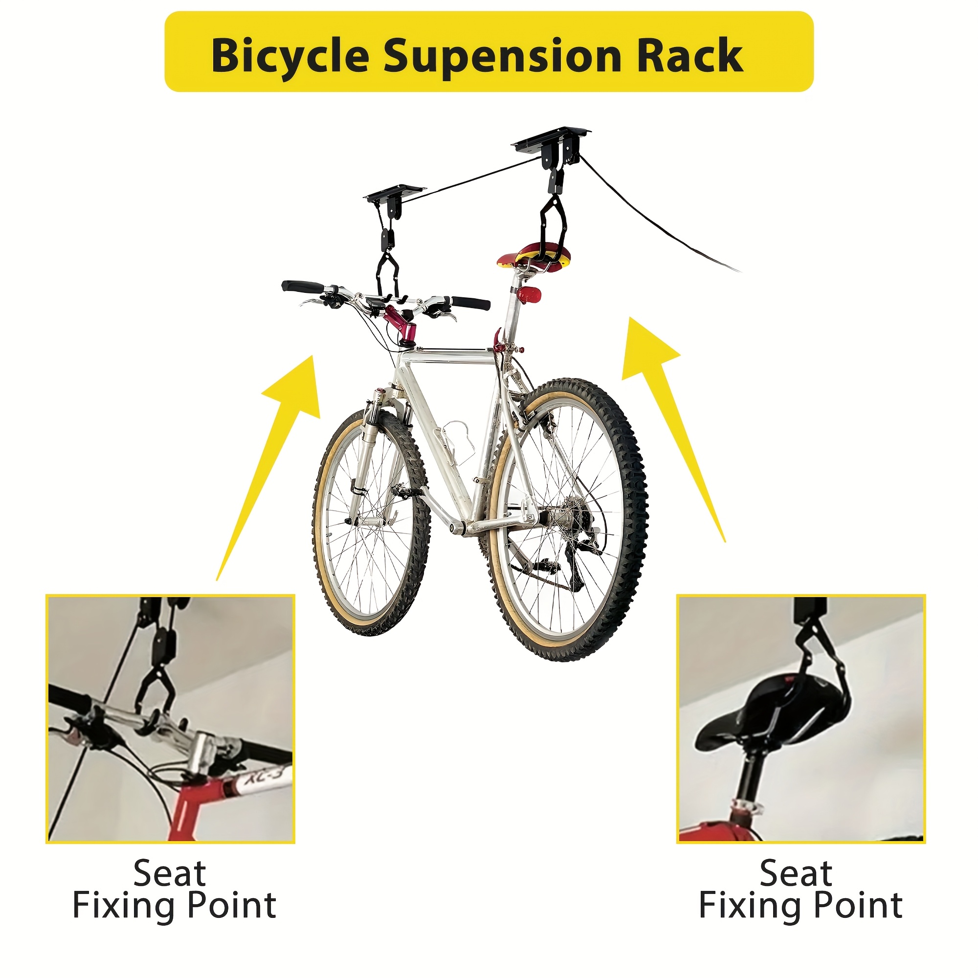 TEMU 1 Set Heavy Duty Ceiling Mounted Kayak & Bike Storage Hook - Space Saving Garage Solution For Indoor Use With Effortless Installation