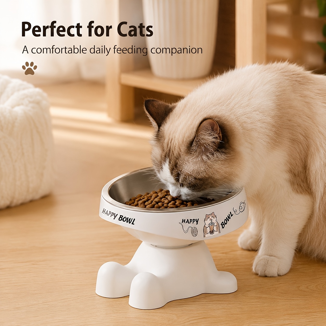 2026 new cute shaped elevated pet feeding bowl cute pattern dopamine color pet food bowl   water and food bowl elevated neck protection anti slip pet bowl suitable for medium and small dogs cat drinking and feeding Product details 6