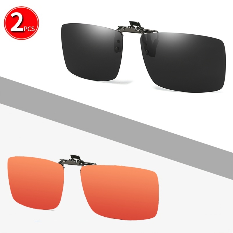 2pcs Easy Rectangle Polarized Clip-On Glasses