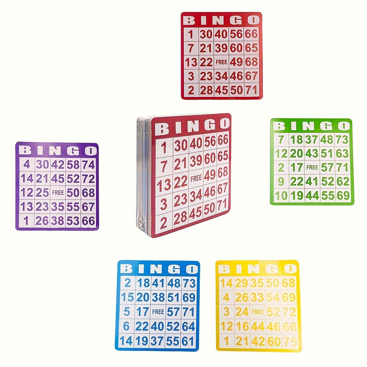 Conjunto Cartones Bingo Cinco Colores 100 Cartones Juego - Temu
