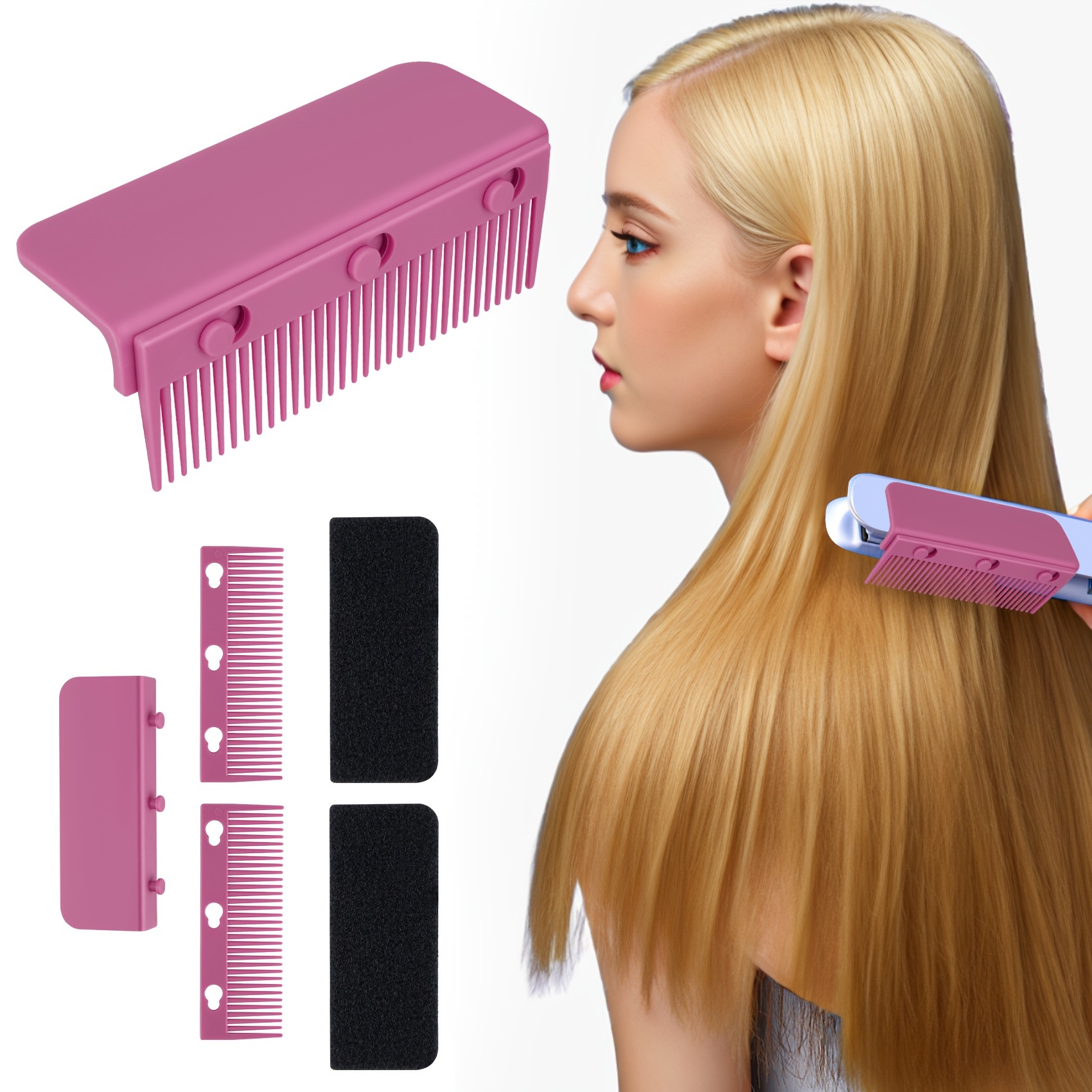 

5pcs/set Flat Iron Auxiliary Combs Hair Straightening Comb With Clip On Comb Accessories Professional Hair Styling Accessories For Barber Salon Home Uses