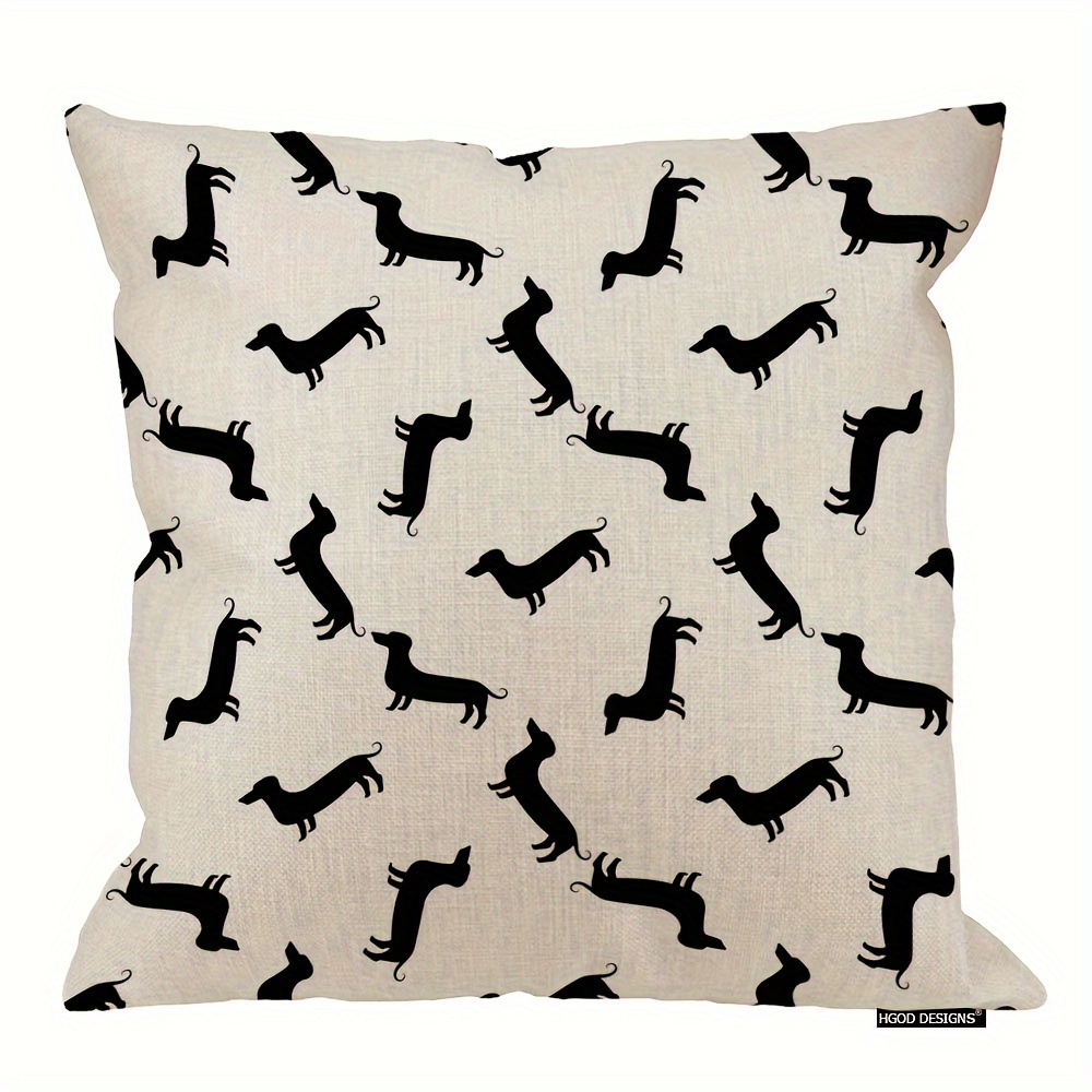 

1pc Designs Dachshund Weiner Dog Pattern In Black Throw Pillow Cover 18 X 18 Inches