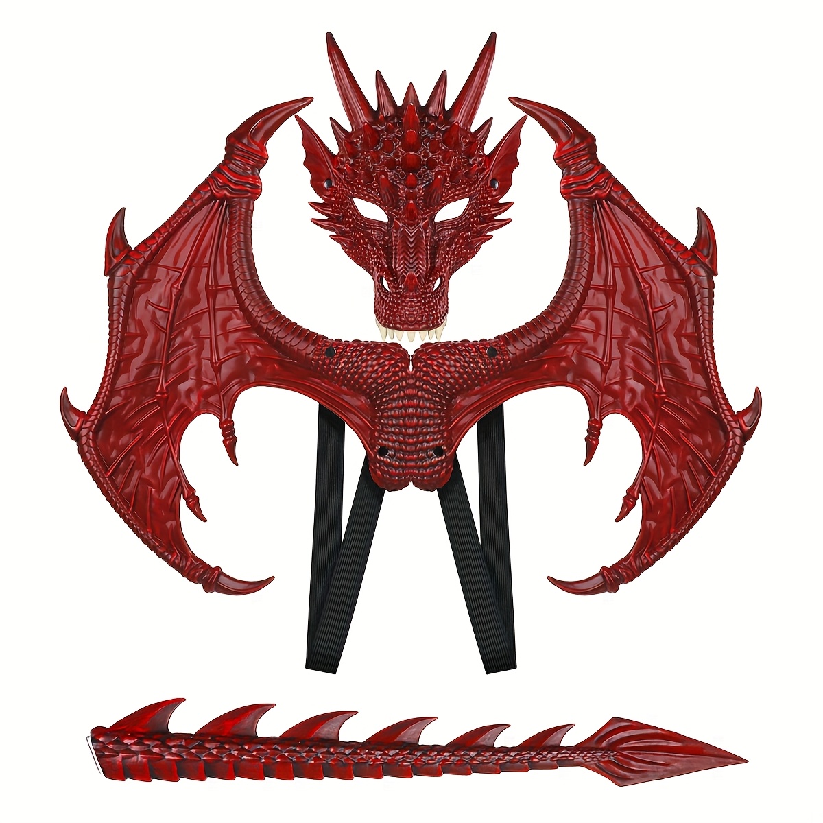 3pcs Simulation Wing Tail Decoration Combination Set, Event Party Decoration Supplies, Halloween Christmas Cosplay Dragon Set Decoration Pprops