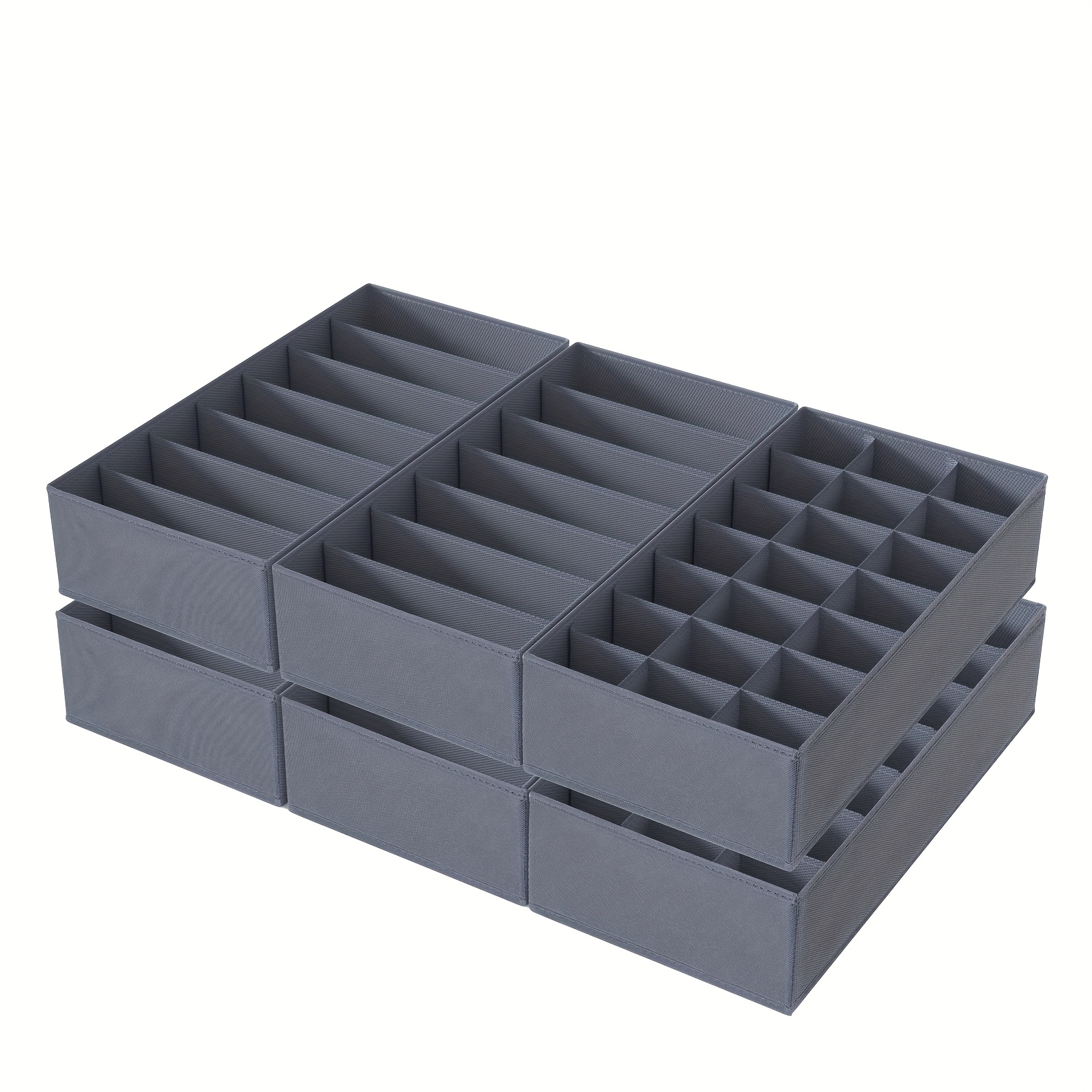 Set Of 6 Underwear Drawer Organizers, Foldable Drawer Dividers For Bras, Underwear, Socks, And Ties, Fabric Storage Boxes For Closet And Wardrobe Shelves, Gray