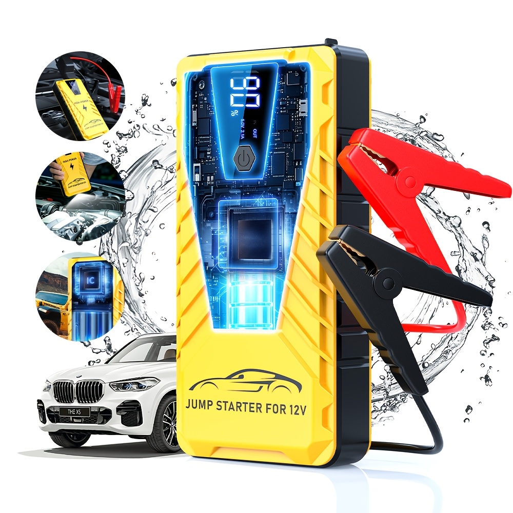 TEMU Portable Car Battery Jump Starter Suitable For / Engines, & Built-in Led Emergency With /usb-/ Connectors, Compatible For 2.38-gallon &