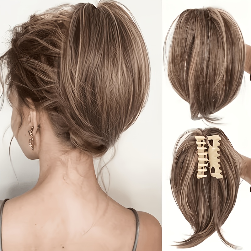 TEMU Perruque Résistante à la Chaleur, Pince à Chignon Résistante à la Chaleur - Coiffure Tendance, Chignon Élastique Moelleux Facile à Coiffer pour