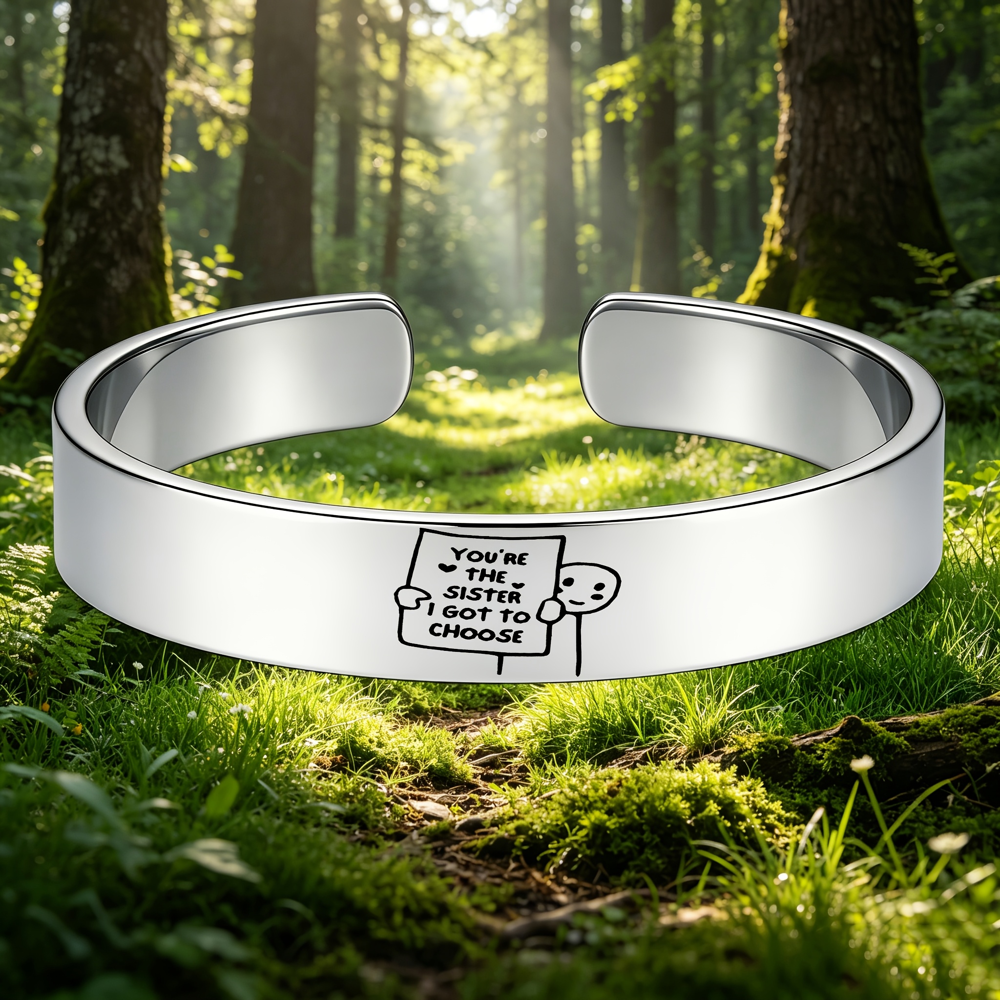 Women's Stainless Steel Friendship Declaration Open Bangle