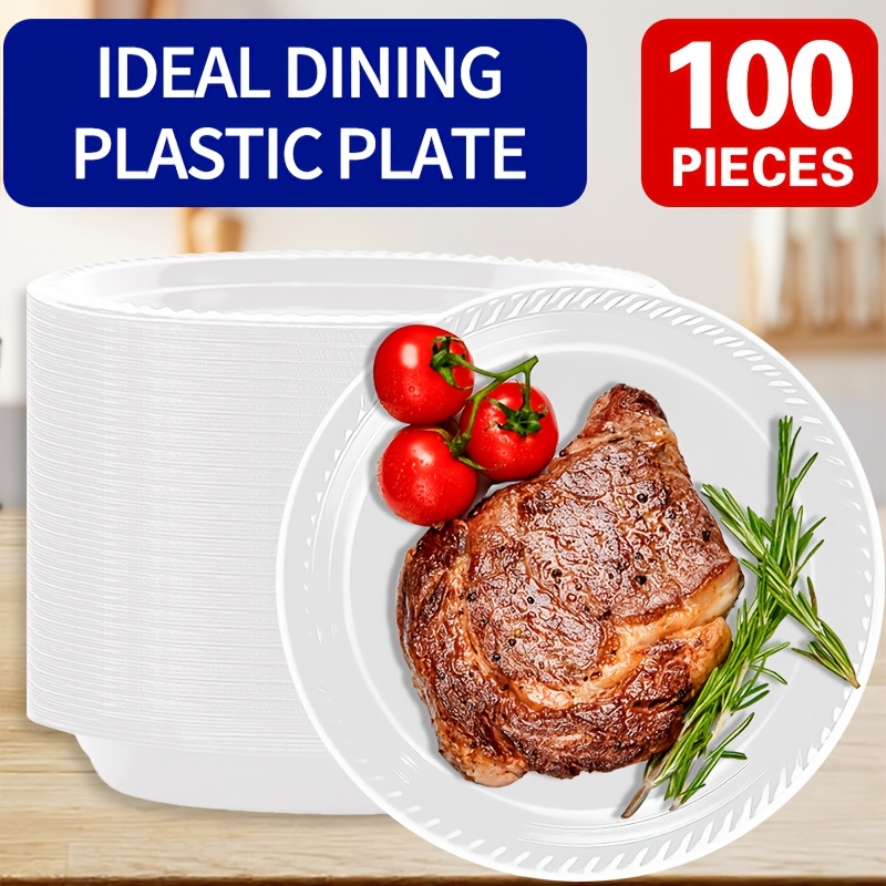 

10 "disposable White Dinner Plates, Large Packaging, Suitable For Barbecue, Picnic, Party, Travel, Activities And Everyday Use, Bpa-free, Reusable.