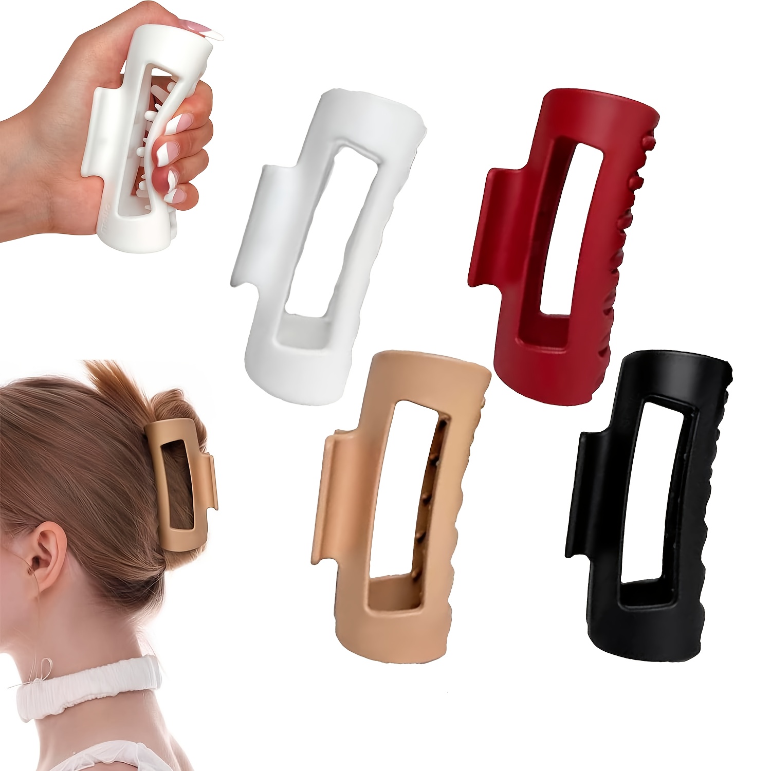 TEMU 4 Pack Silicone Cloud Hair Claw Clips, Non-slip Gentle Hair Clips For Women, Versatile Hair Hair Types