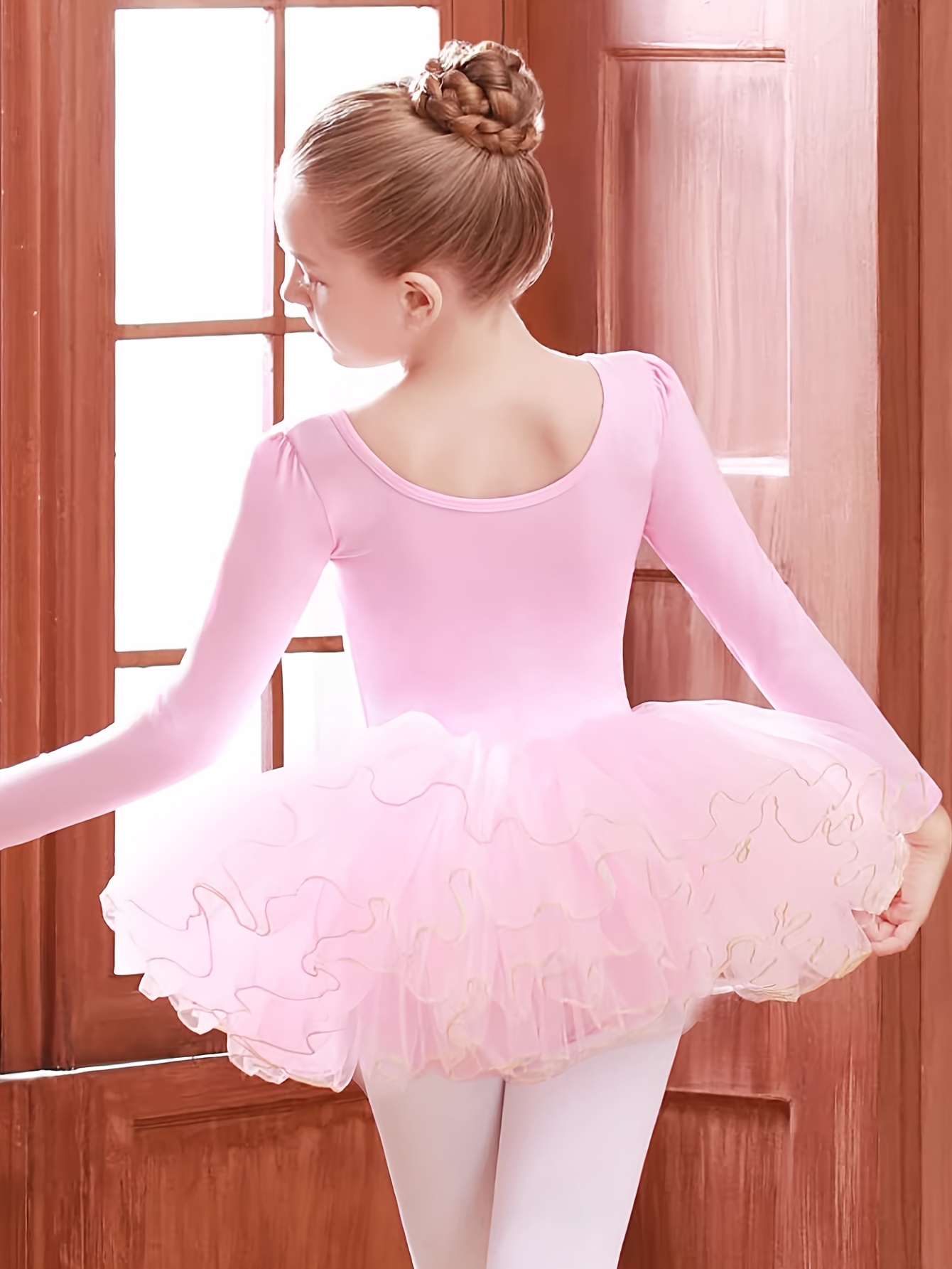 Freebily Kinder Mädchen Ballettkleid Langarm Ballettanzug mit Chiffon