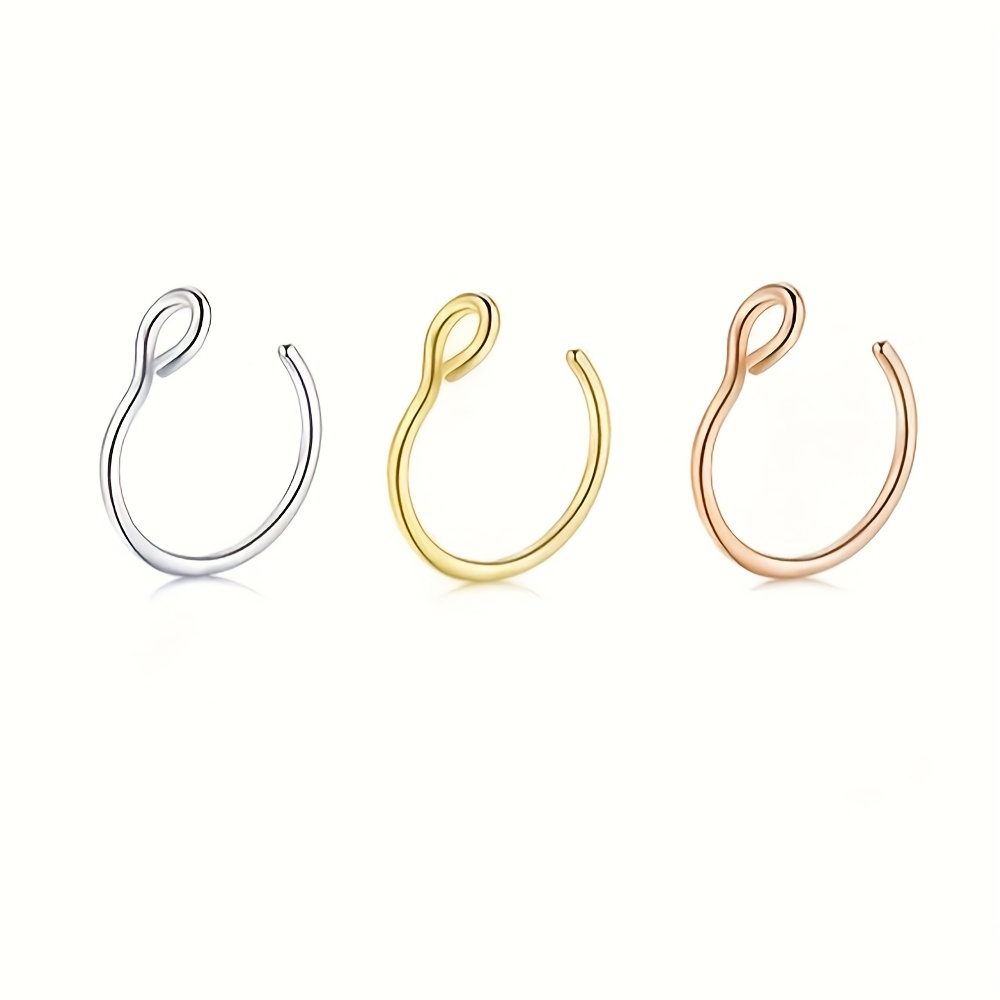 TEMU Juego de 1/3 piezas, Aro de nariz, aro de y aro de septum falsos, Joyería corporal sin perforación, Accesorios de piercing unisex