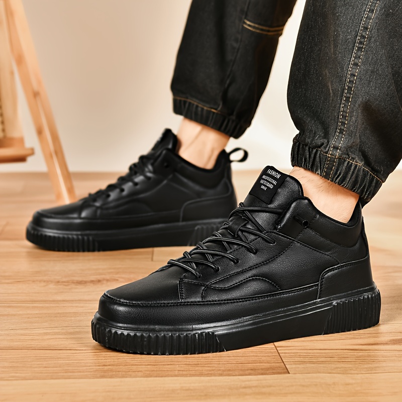Men's Trendy Solid Skate Shoes, Comfy Non Slip Casual Street Style Sneakers For Men's Outdoor Activities
