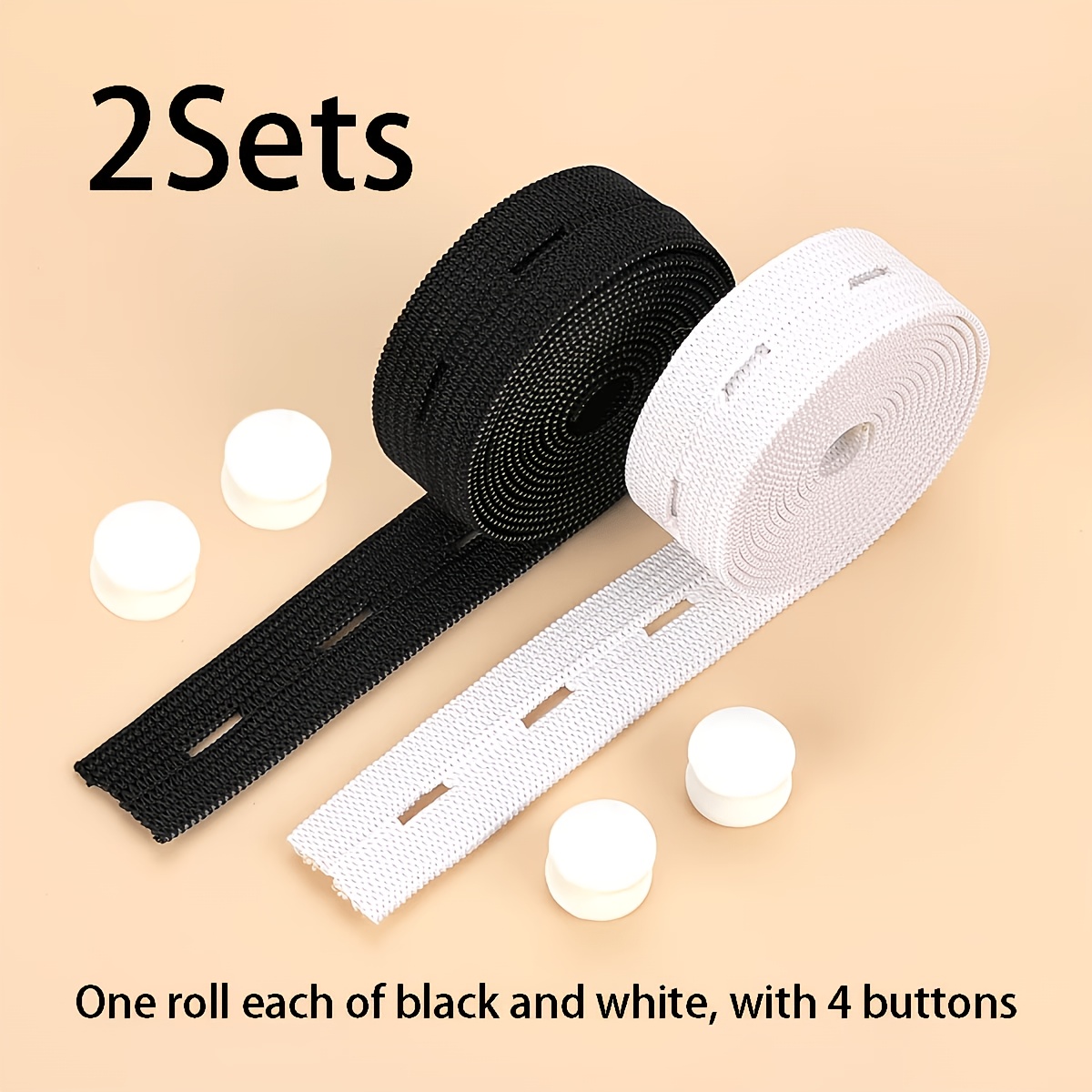 TEMU 6pcs/2 Sets Of White + Black Clothes Hem Shortening Waist-cinching Tool, No-sew Hem Shortener With Snaps, Invisible Pants Waist Tightener,