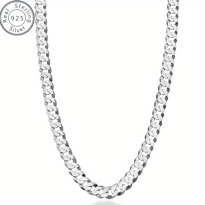 

925 Sterling Silver Italian 7mm Cuban Chain, Suitable For Men's And Women's Necklaces, Suitable For Men's, Wives', ', ', Daughters' Anniversaries, Birthdays, Holidays, - Including Gift Boxes