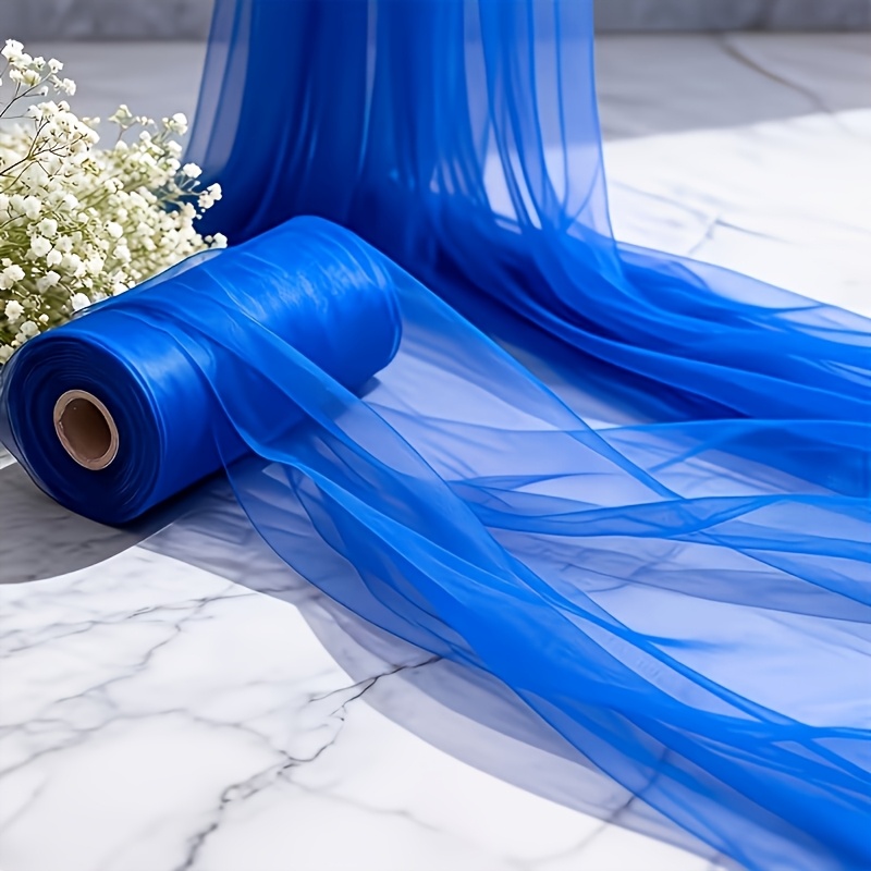 TEMU Rotolo di tessuto tulle blu per decorazioni nuziali, Rotolo di tessuto tulle per decorazioni nuziali, Texture morbida e liscia, , per sale, sale