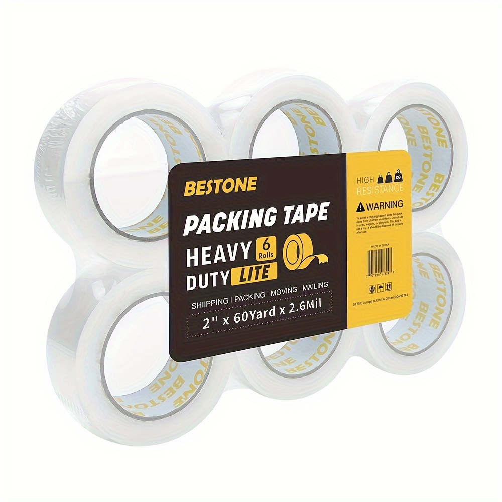 

6 Rolls Of Clear Packaging Tape, Heavy Duty Clear Carton Sealing Tape For Shipping, Mailing, Moving And Packing (2 Inches 60 Yards)
