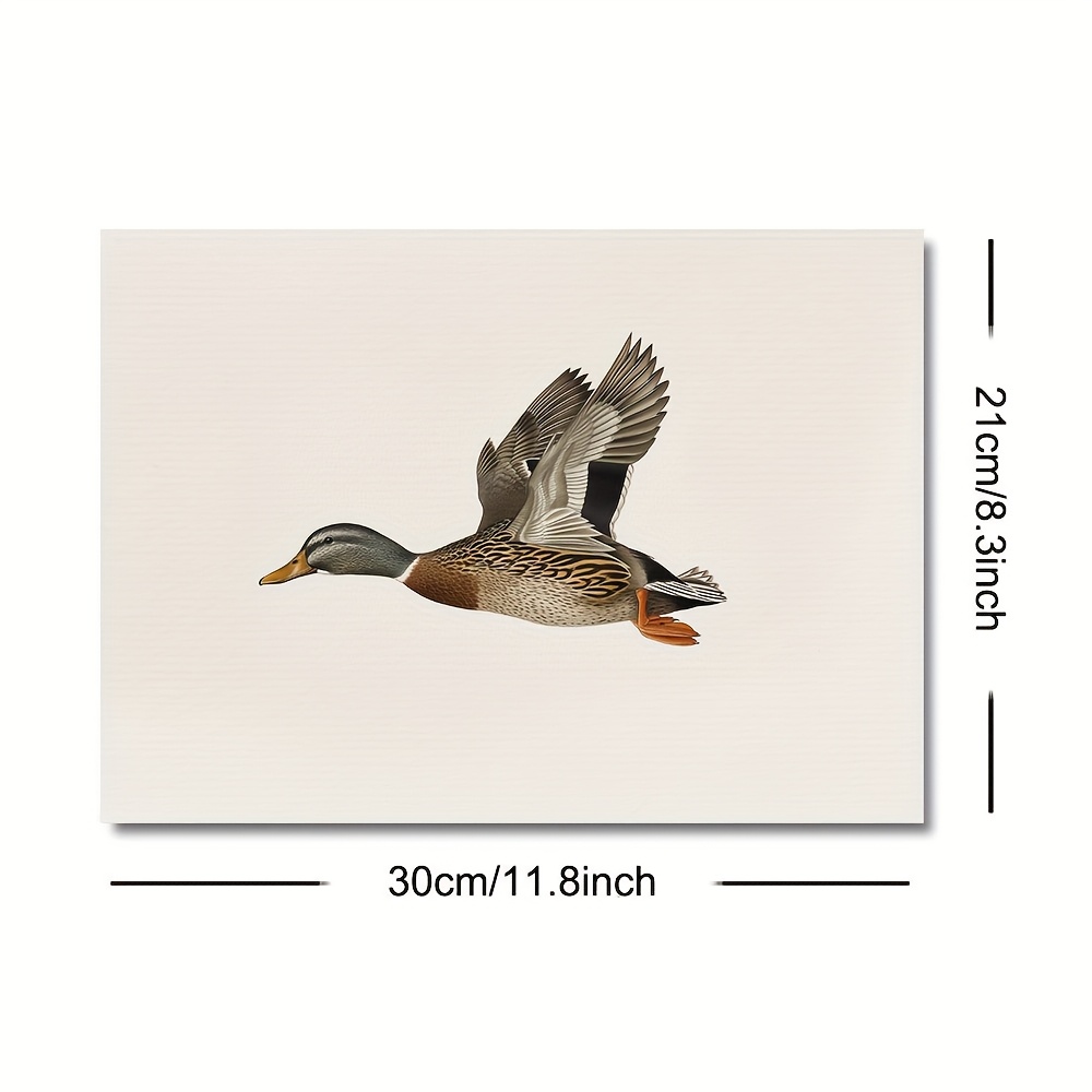 TEMU 2d Flat, 2d Flat, 1pc Unframed Vintage Artwork Featuring A Flying Mallard Duck, Rustic Decor In A Country Farmhouse Style. This Retro Canvas