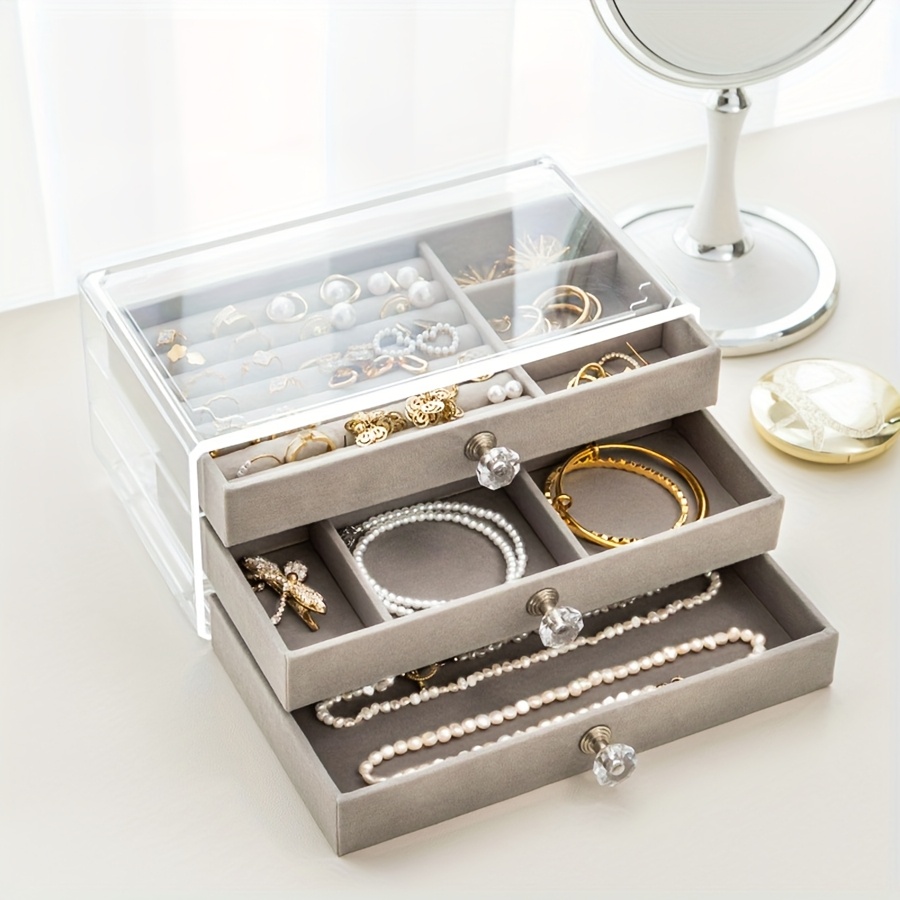 Verre Européen Bijoux Boîte De Rangement, Anneau De Velours