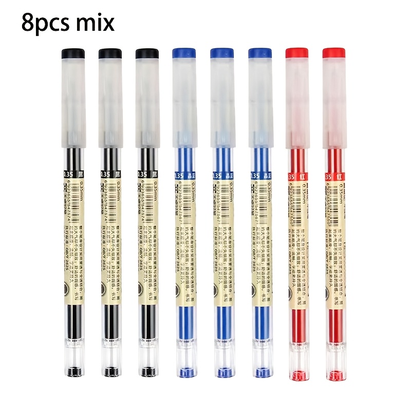 TEMU Lot de 8 stylos à gel 0, - Stylos à encre à séchage rapide noir/bleu/rouge, écriture fluide, pointe fine, adaptés aux professionnels et aux