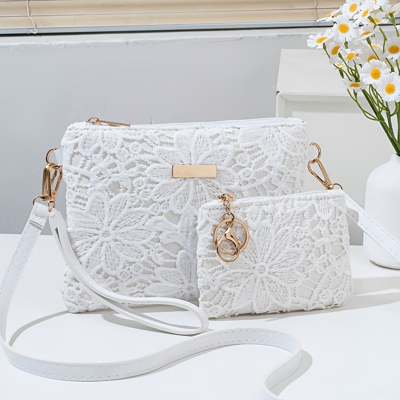TEMU Easy Women's Wrist Bag, Slouch Bag With Openwork Fabric, Single Shoulder Bag With Small Wallet, Portable Commuting Handbag