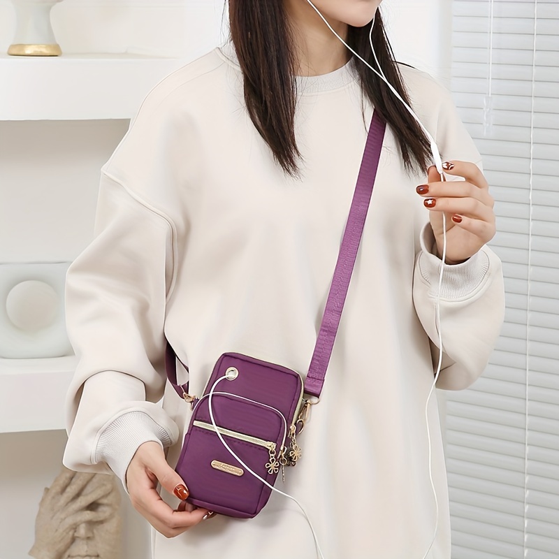 1pc, Women's Fashion Simple Crossbody Cell Phone Purse, Casual Multi-pocket Zipper Shoulder Pouch, Coin Purse, Sports & Fitness Compact Portable Sling Bag