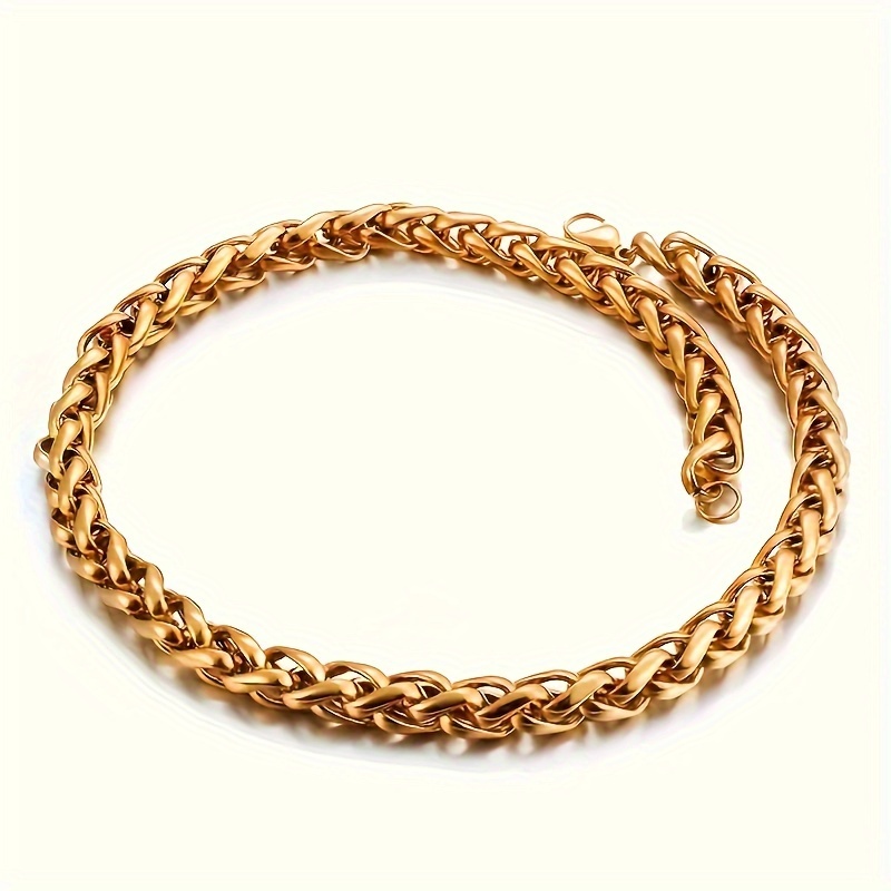TEMU Men's Classic Domineering Golden Stainless Steel Chain Necklace