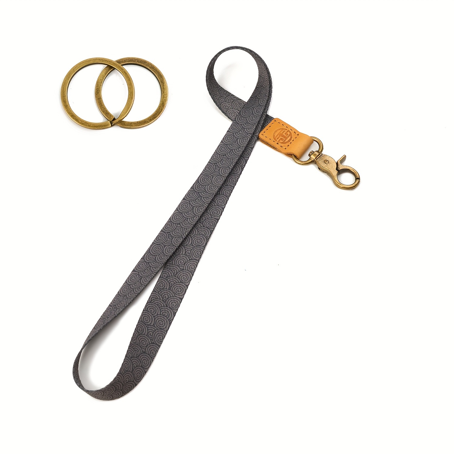 E-shop 1 Stück Lanyard aus strapazierfähigem Polyester mit Karabiner aus Zinklegierung und Echtleder-Anhänger - Multifunktionaler Schlüsselanhänger für