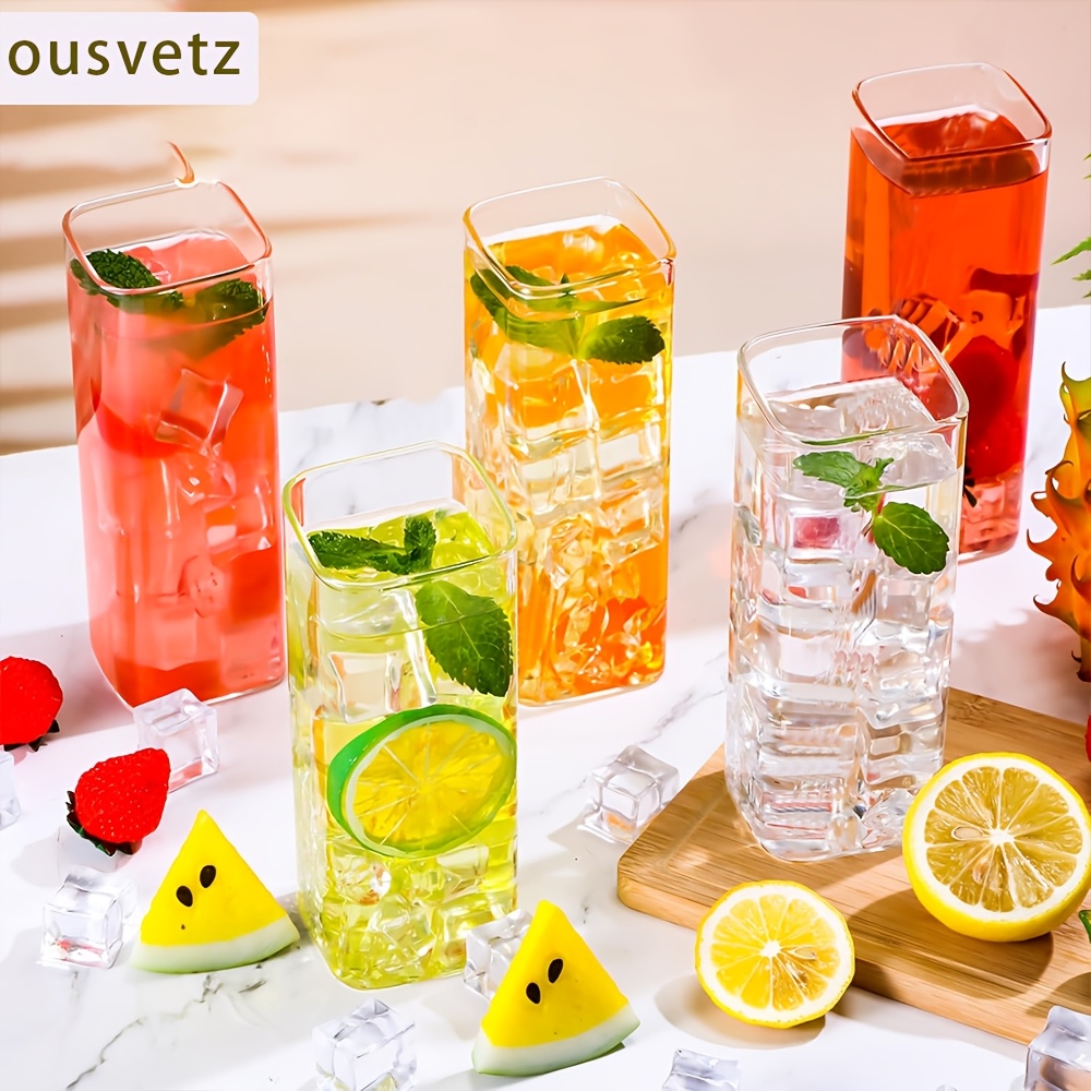 straight sided glass tumblers square cocktail glasses 4 pcs - Temu New  Zealand